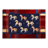 Thảm Cửa Sợi Dệt 80x120 Ngựa Hoàng Gia - Équestre Royale Bleu Fleur de Monogram
