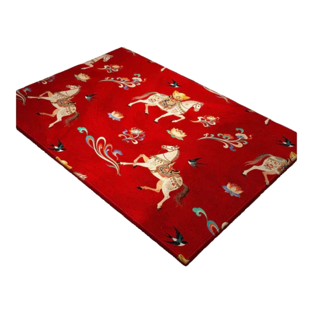 Thảm Cửa Nhung Bỉ 80x100 -  Chu Mã  Tứ Hỷ - Crimson Rouge Chevaux Royaux