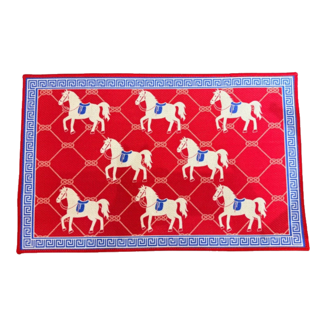 Thảm Cửa Nhung Bỉ 50x80 Ngựa Đỏ Son - Les Chevaux Écarlates de Fortune