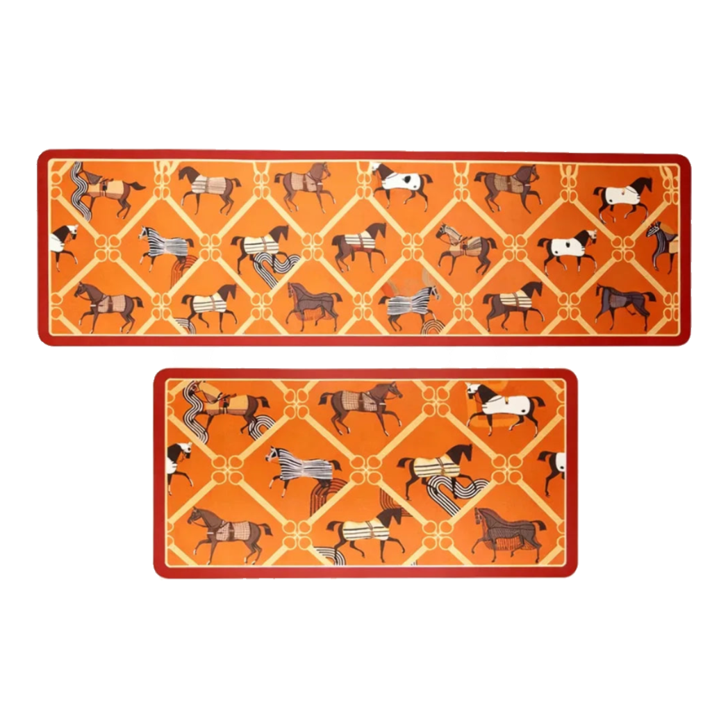 Set Thảm Bếp Microfiber 45x75/150 Vermilion Diamond Patchwork Équestre
