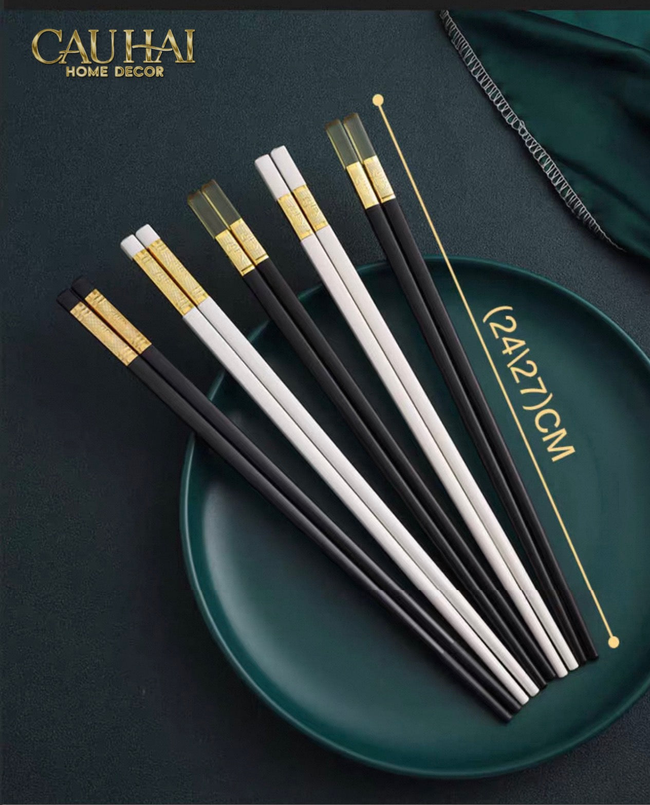 Set 10 Đôi Đũa Sợi Thuỷ Tinh - Amber Black Chopsticks 27cm-Dinner Cutlery Set Dao Muỗng Nĩa-CẬU HAI HOME DECOR
