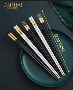 Set 10 Đôi Đũa Sợi Thuỷ Tinh - Amber Black Chopsticks 27cm-Dinner Cutlery Set Dao Muỗng Nĩa-CẬU HAI HOME DECOR