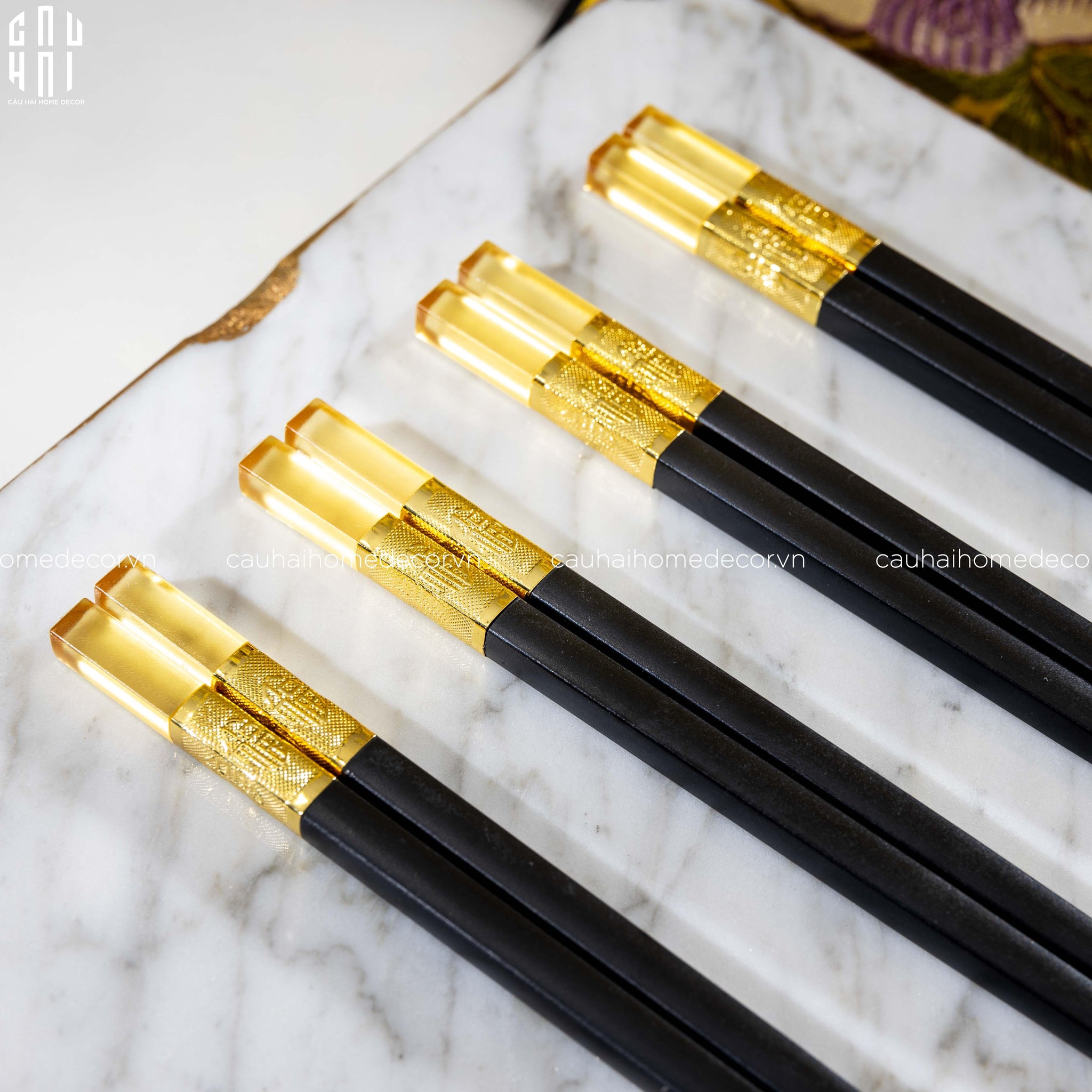 Set 10 Đôi Đũa Sợi Thuỷ Tinh - Amber Black Chopsticks 27cm-Dinner Cutlery Set Dao Muỗng Nĩa-CẬU HAI HOME DECOR