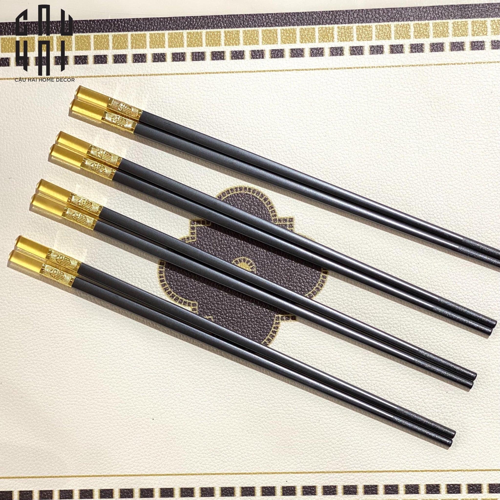 Set 10 Đôi Đũa Sợi Thuỷ Tinh - Amber Black Chopsticks 27cm-Dinner Cutlery Set Dao Muỗng Nĩa-CẬU HAI HOME DECOR