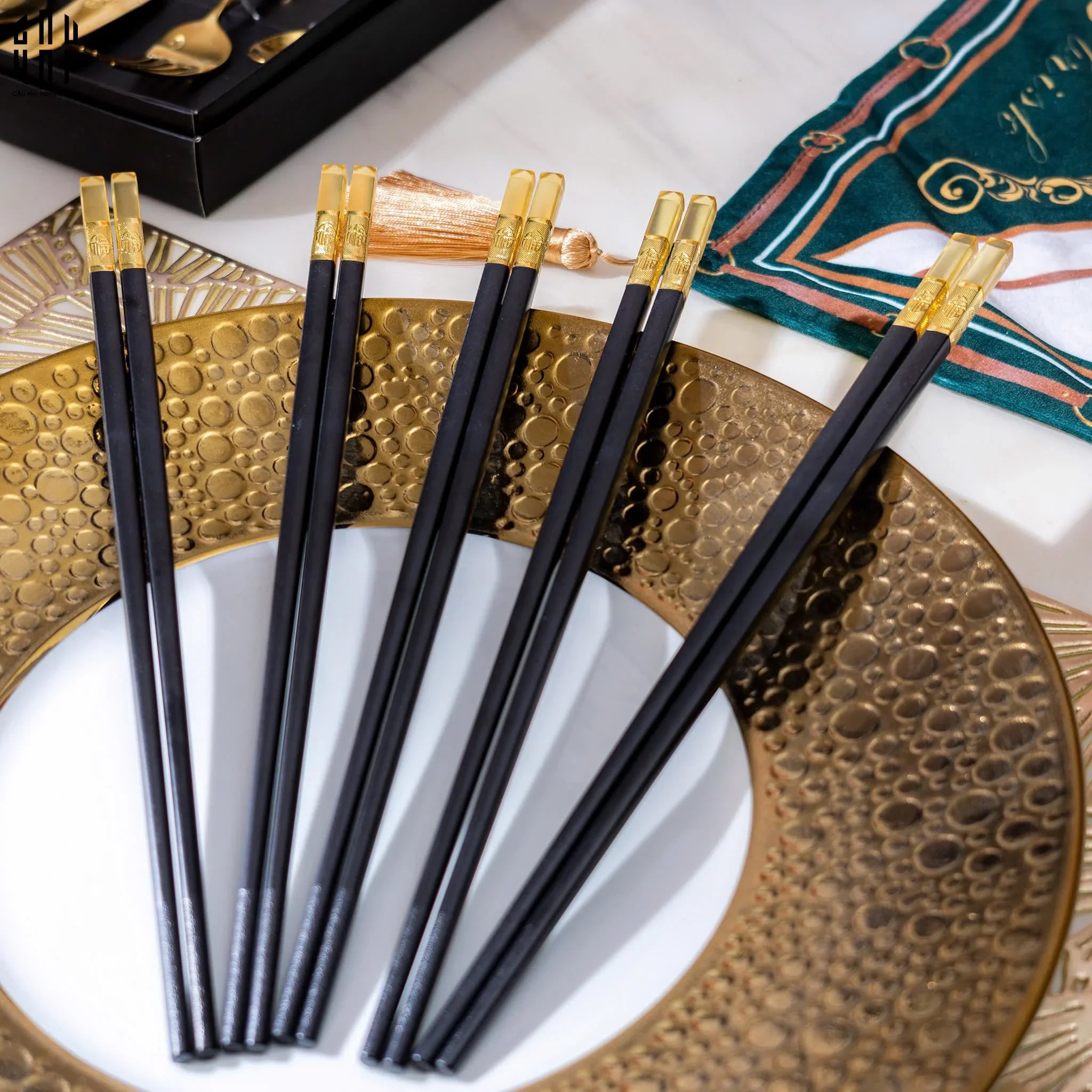 Set 10 Đôi Đũa Sợi Thuỷ Tinh - Amber Black Chopsticks 27cm-Dinner Cutlery Set Dao Muỗng Nĩa-CẬU HAI HOME DECOR