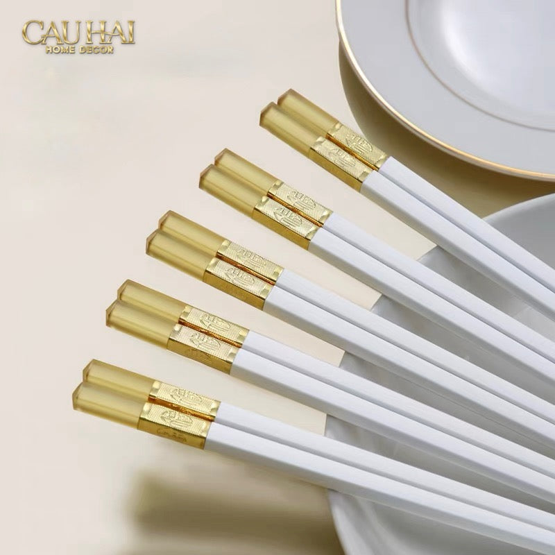 Set 10 Đôi Đũa Sợi Thuỷ Tinh - Amber Black Chopsticks 27cm-Dinner Cutlery Set Dao Muỗng Nĩa-CẬU HAI HOME DECOR