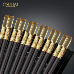 Set 10 Đôi Đũa Sợi Thuỷ Tinh - Amber Black Chopsticks 27cm-Dinner Cutlery Set Dao Muỗng Nĩa-CẬU HAI HOME DECOR