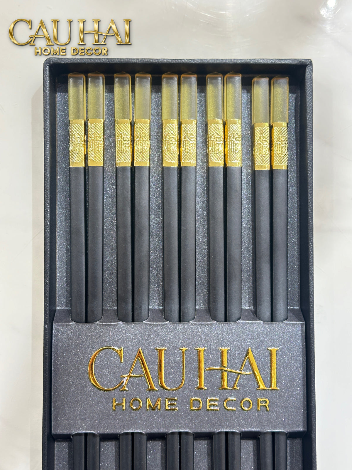 Set 10 Đôi Đũa Sợi Thuỷ Tinh - Amber Black Chopsticks 27cm-Dinner Cutlery Set Dao Muỗng Nĩa-Đối tác tại Trung Quốc theo từng đơn đặt hàng-CẬU HAI HOME DECOR