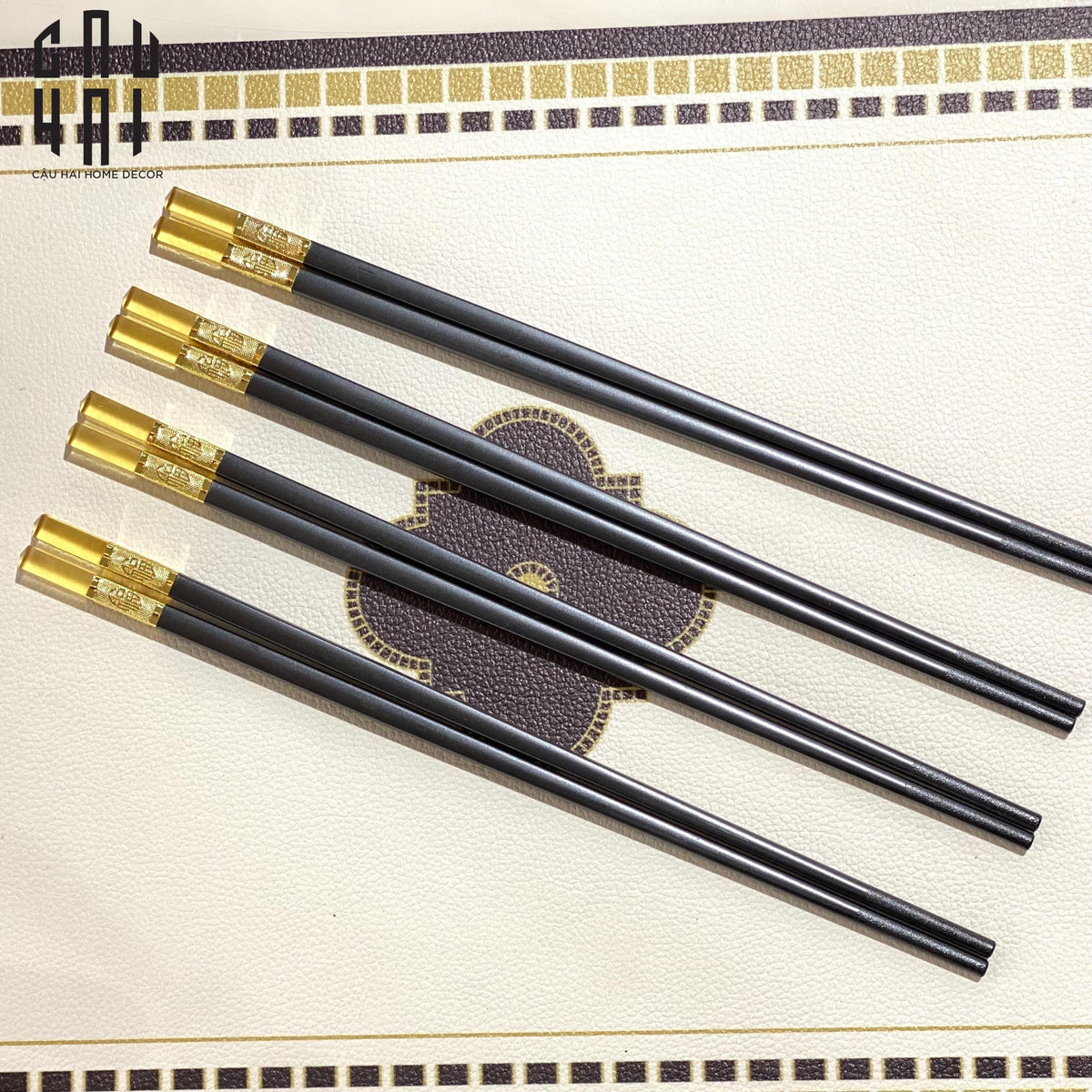 Set 10 Đôi Đũa Sợi Thuỷ Tinh - Amber Black Chopsticks 27cm-Dinner Cutlery Set Dao Muỗng Nĩa-CẬU HAI HOME DECOR