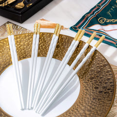 Set 10 Đôi Đũa Sợi Thuỷ Tinh - Amber White Chopsticks 27cm-Dinner Cutlery Set Dao Muỗng Nĩa-CẬU HAI HOME DECOR