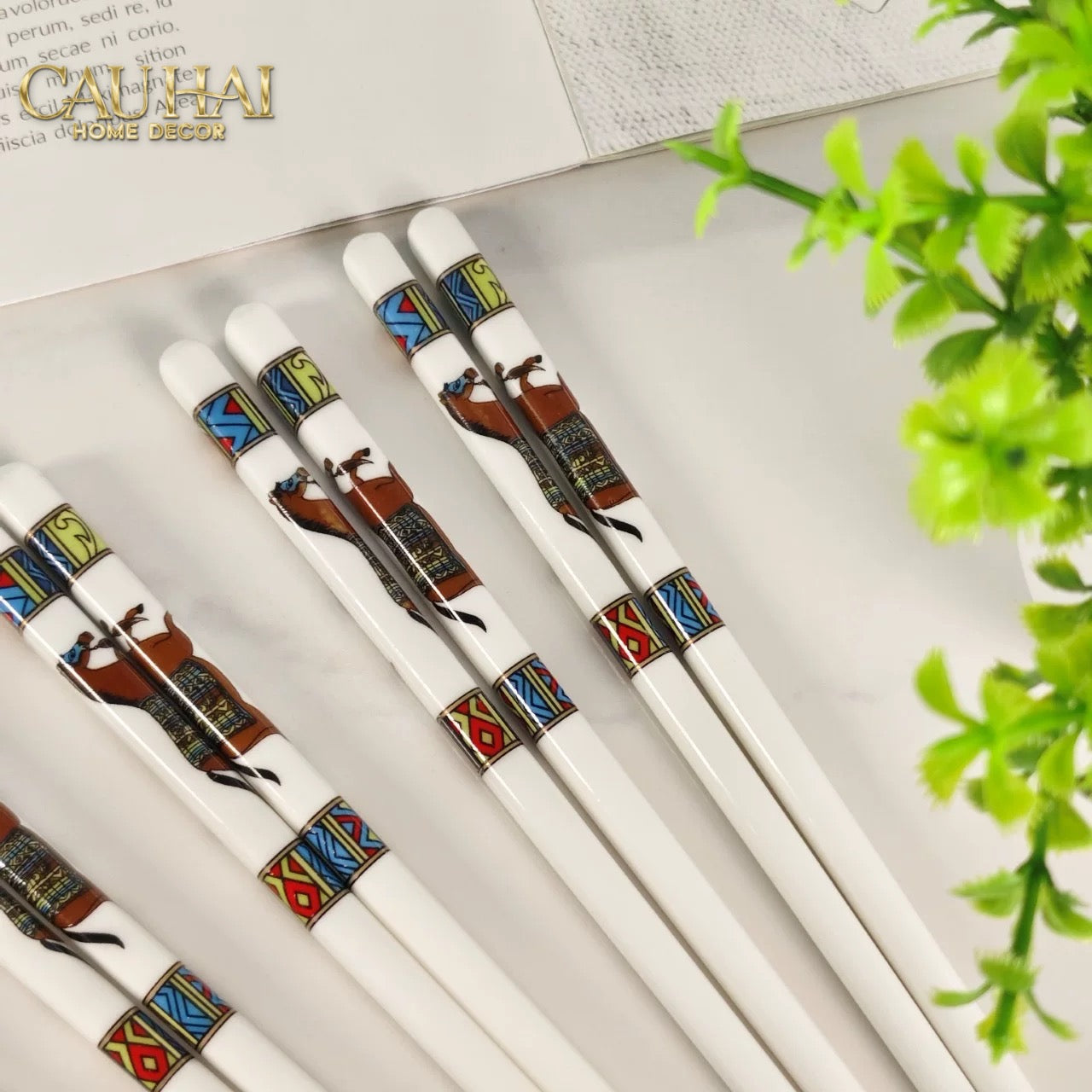 Set 10 Đôi Đũa Sứ Legacy Cheval Oriental Héritage Couture Ceramic Chopsticks Set-Dinner Cutlery Set Dao Muỗng Nĩa-CẬU HAI HOME DECOR