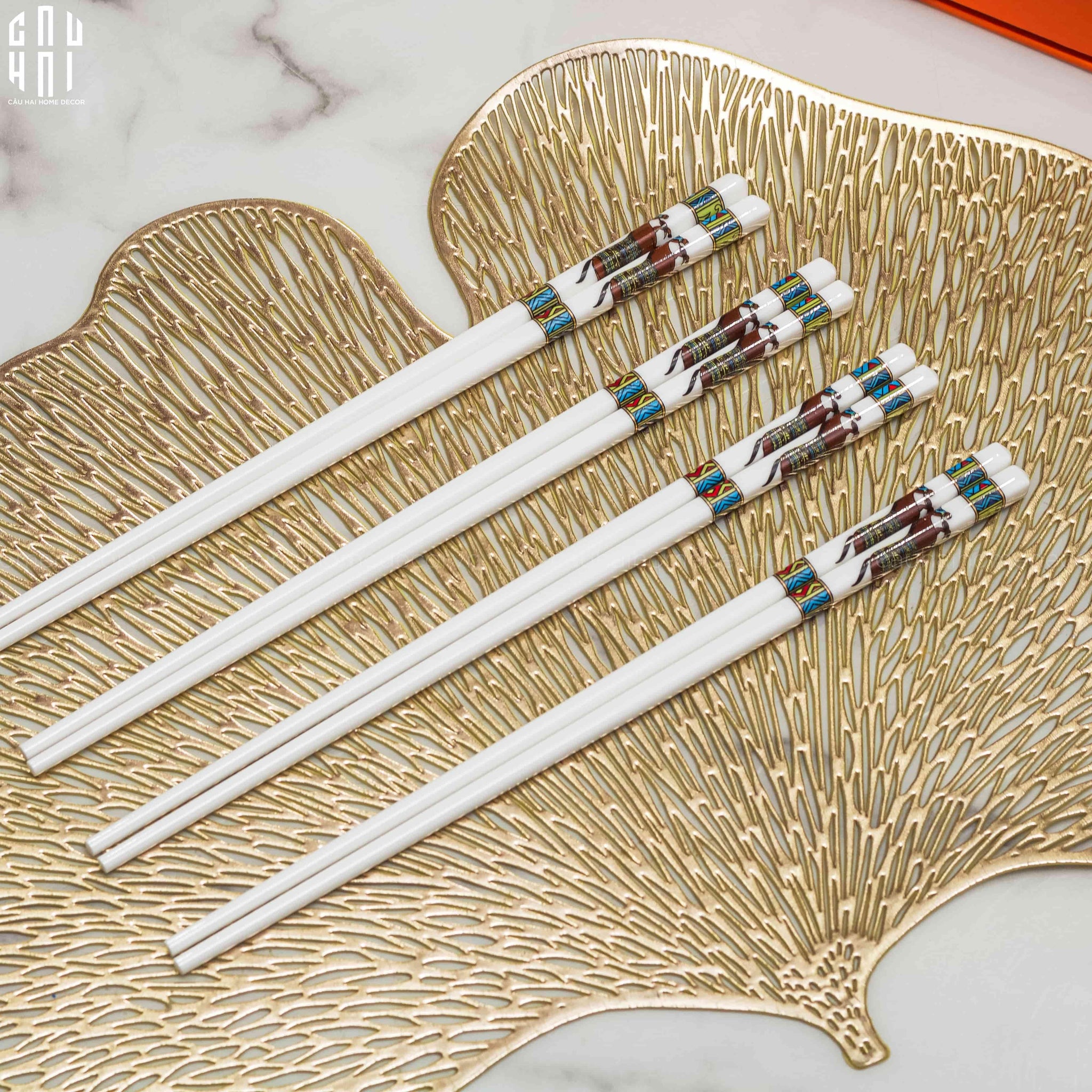 Set 10 Đôi Đũa Sứ Legacy Cheval Oriental Héritage Couture Ceramic Chopsticks Set-Dinner Cutlery Set Dao Muỗng Nĩa-CẬU HAI HOME DECOR