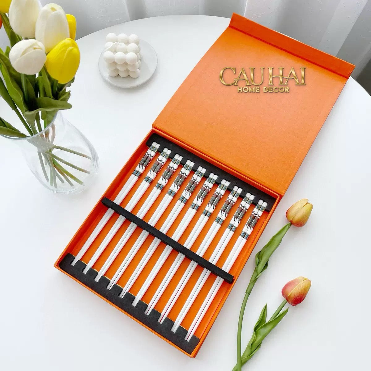 Set 10 Đôi Đũa Sứ Legacy Cheval Oriental Héritage Couture Ceramic Chopsticks Set-Dinner Cutlery Set Dao Muỗng Nĩa-CẬU HAI HOME DECOR