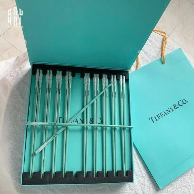 Set 10 Đôi Đũa Sứ Tiffany Fancy Club Porcelain Chopsticks Giftbox-CẬU HAI HOME DECOR