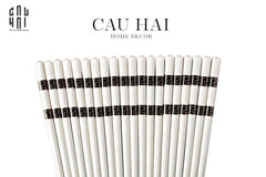 Set 10 Đôi Đũa Sứ V Class Black Greek Key Atélier Porcelain Chopsticks-Dinner Cutlery Set Dao Muỗng Nĩa-CẬU HAI HOME DECOR