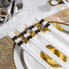 Set 10 Đôi Đũa Sứ V Class Black Greek Key Atélier Porcelain Chopsticks-Dinner Cutlery Set Dao Muỗng Nĩa-CẬU HAI HOME DECOR