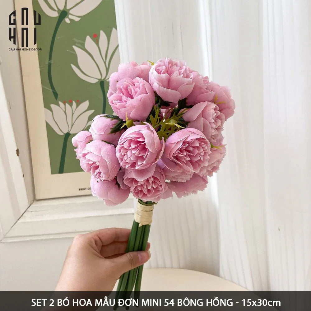 SET 2 BÓ HOA MẪU ĐƠN MINI - HỒNG-CẬU HAI HOME DECOR