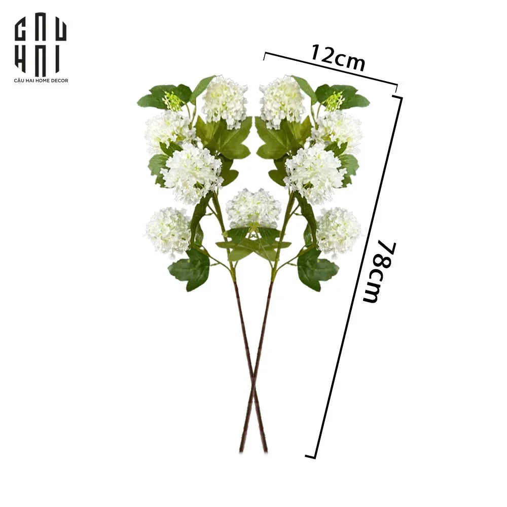 Set 2 Cành Cẩm Tú Cầu Mini - Trắng-CẬU HAI HOME DECOR