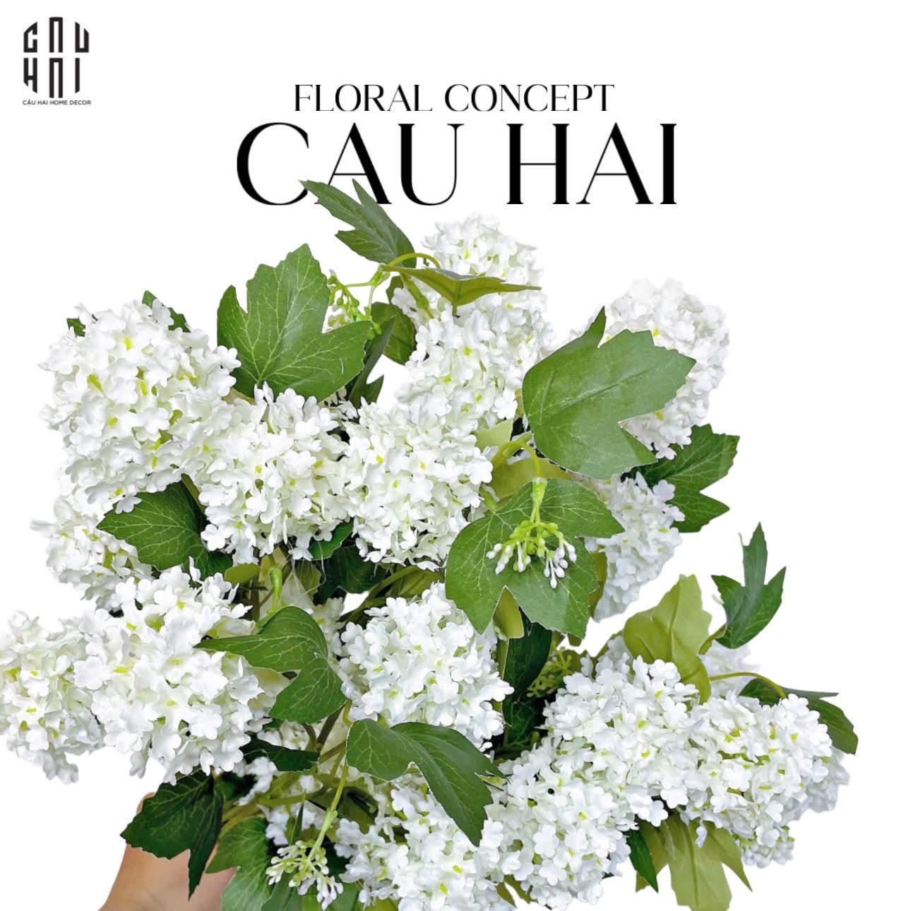 Set 2 Cành Cẩm Tú Cầu Mini - Trắng-CẬU HAI HOME DECOR