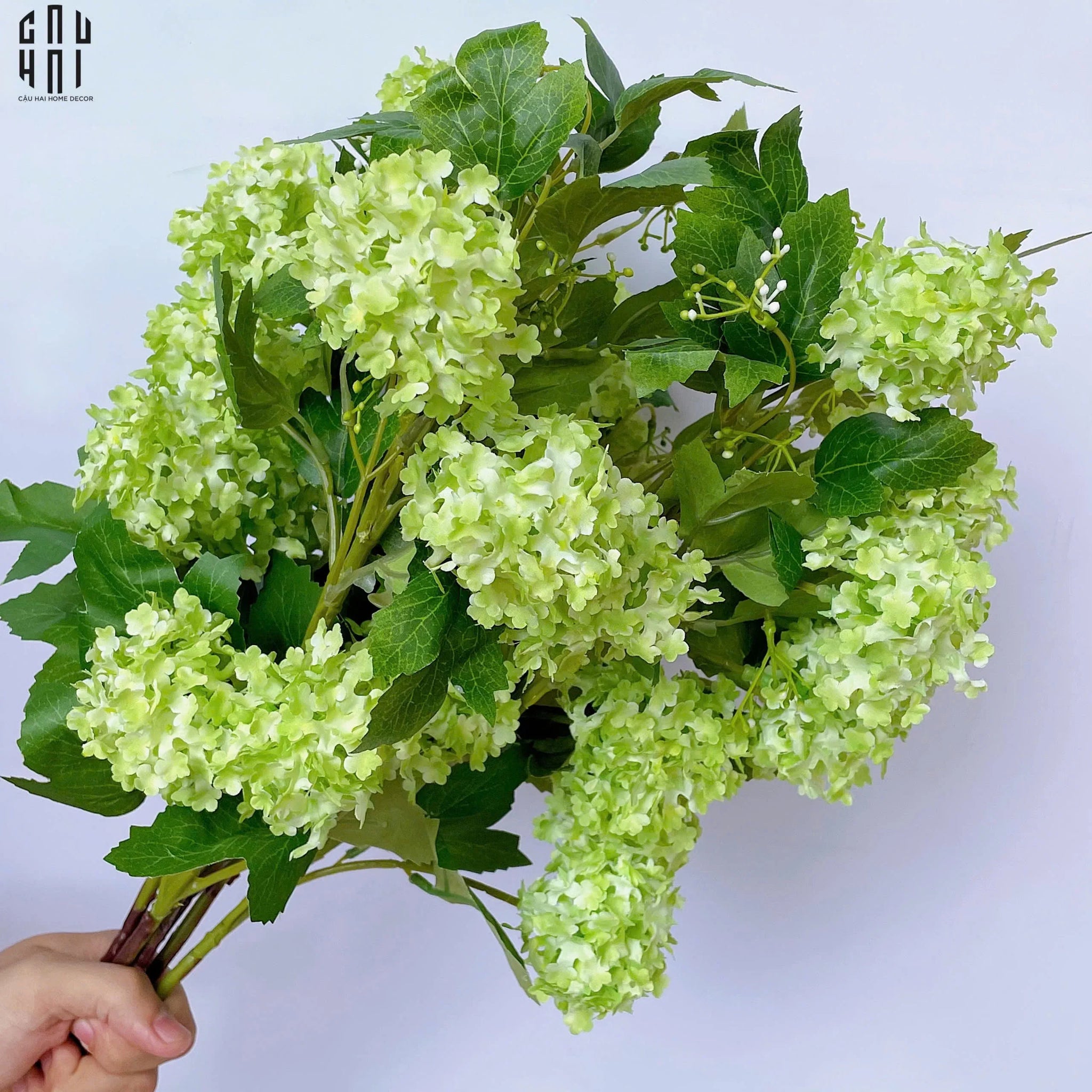 Set 2 Cành Cẩm Tú Cầu Mini - Xanh-Hoa Lụa-CẬU HAI HOME DECOR