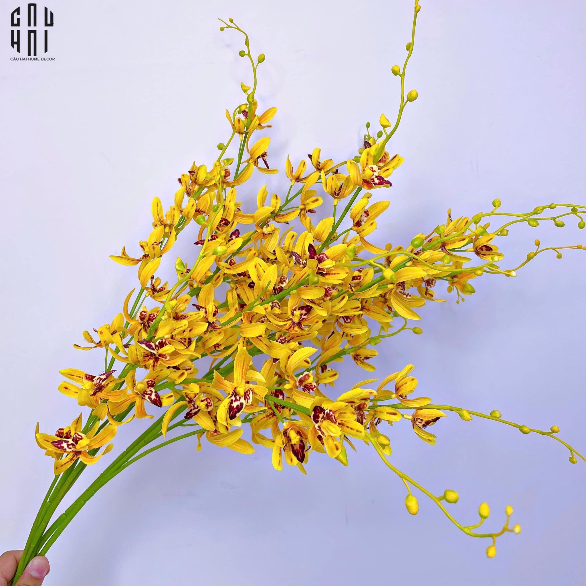 Set 2 Cành Địa Lan Cymbidium Mini - Vàng-CẬU HAI HOME DECOR