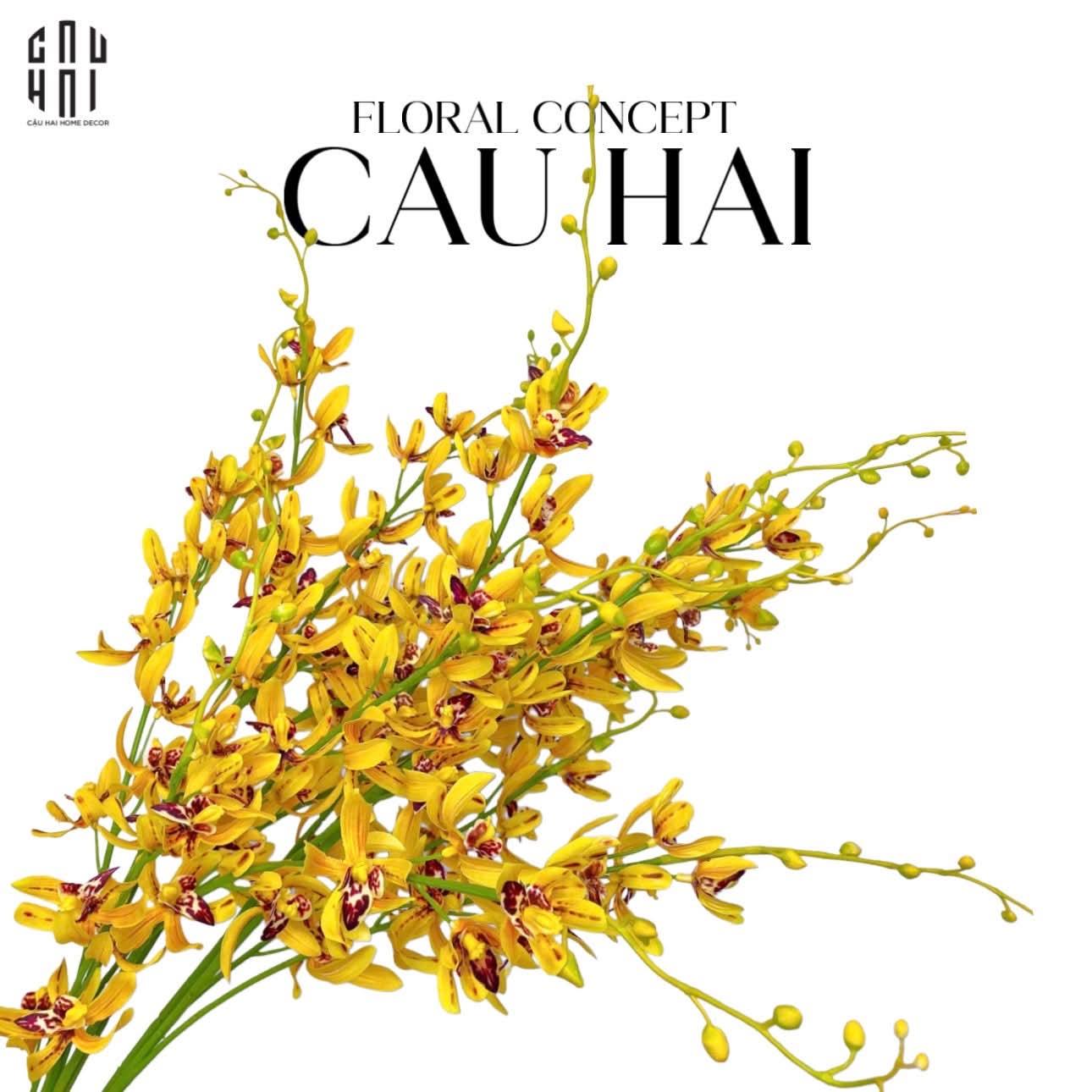 Set 2 Cành Địa Lan Cymbidium Mini - Vàng-CẬU HAI HOME DECOR
