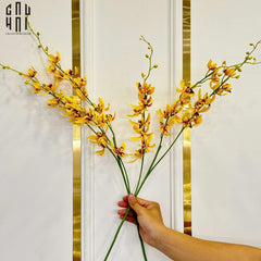 Set 2 Cành Địa Lan Cymbidium Mini - Vàng-Hoa Lụa-CẬU HAI HOME DECOR