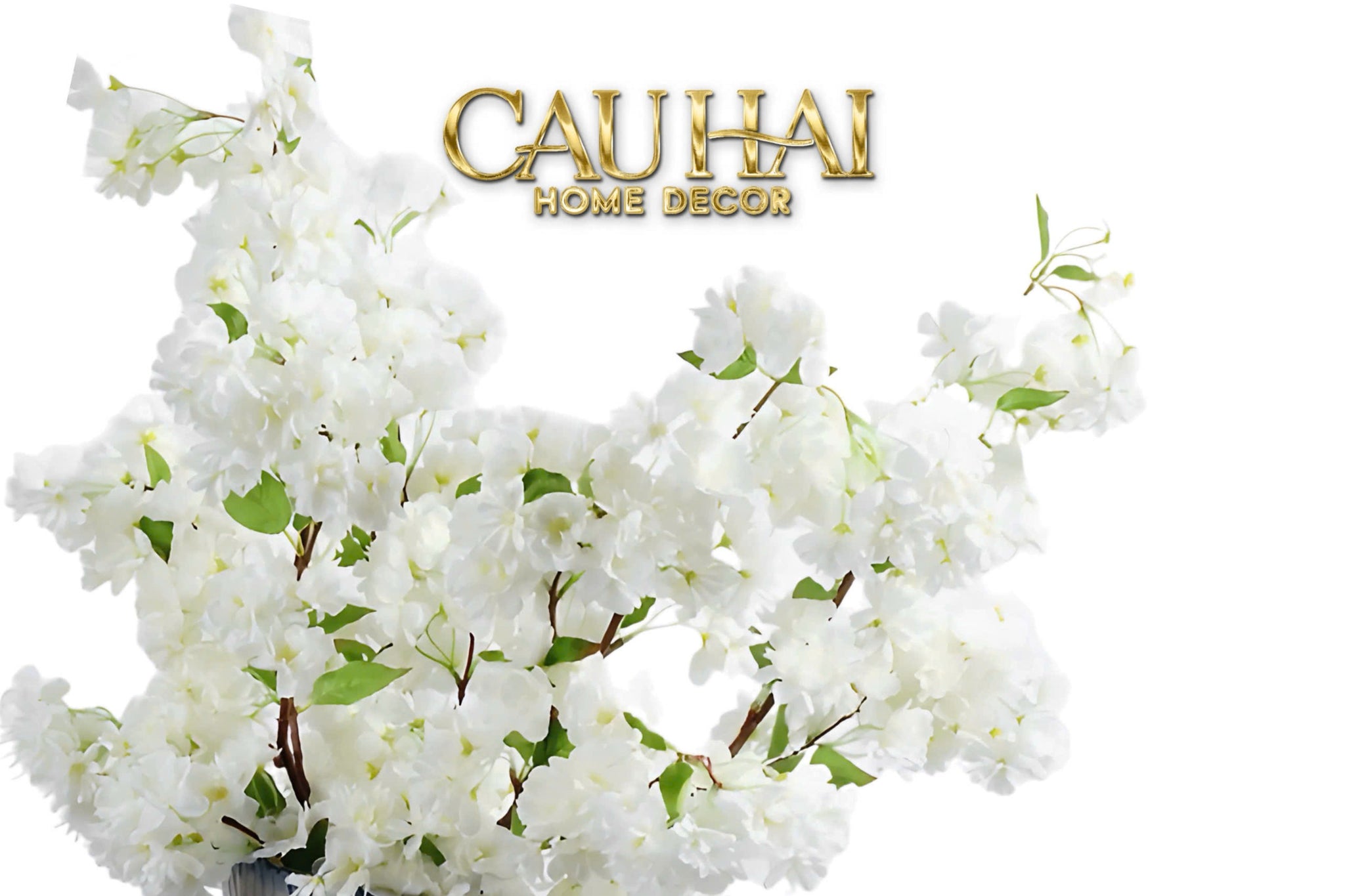 Set 2 Cành Hoa Anh Đào Trắng - White Sakura - CẬU HAI HOME DECOR
