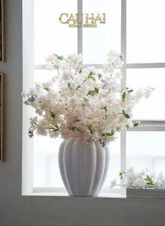 Set 2 Cành Hoa Anh Đào Trắng - White Sakura-CẬU HAI HOME DECOR