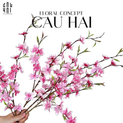 Set 2 Cành Hoa Đào - Hồng-Hoa Lụa-CẬU HAI HOME DECOR