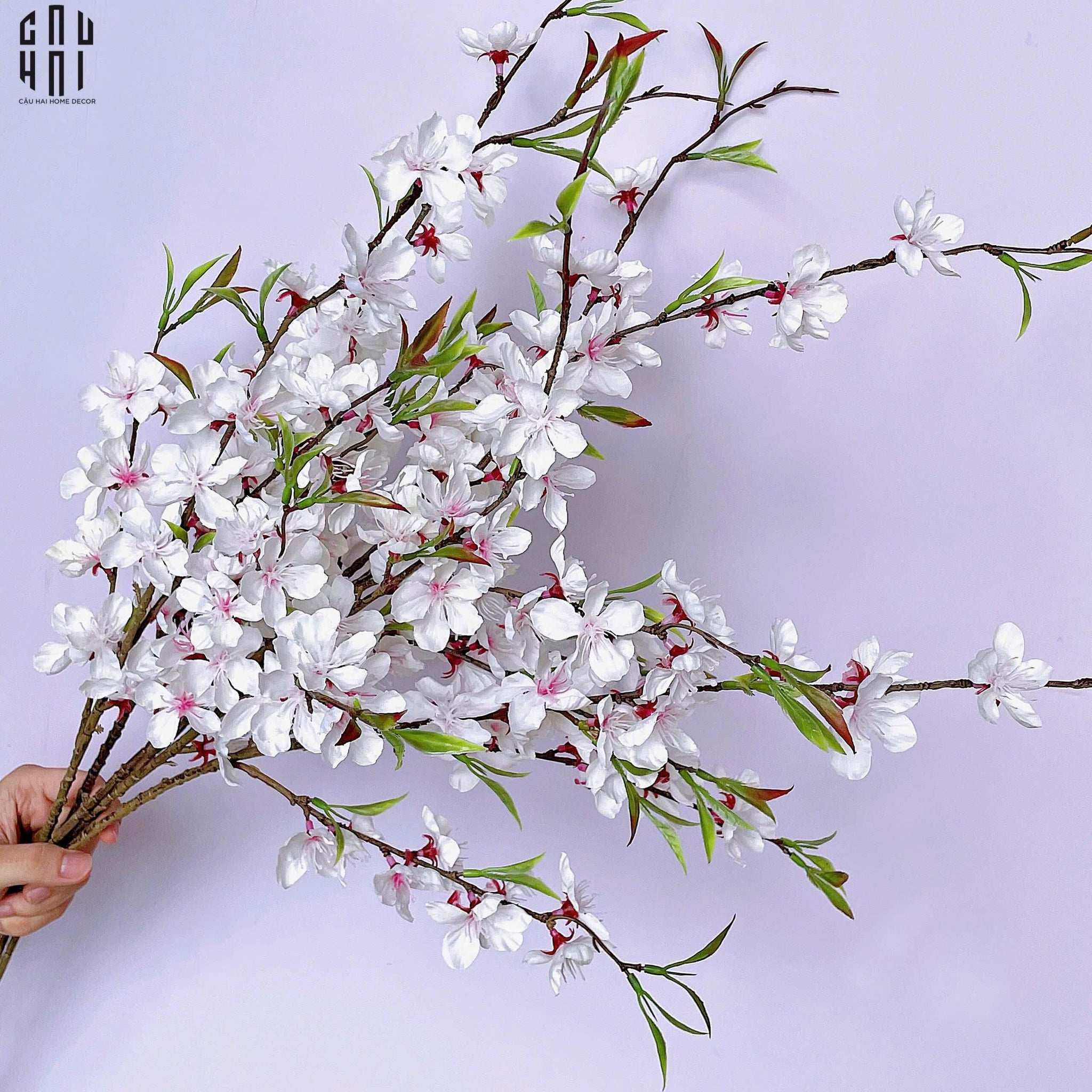 SET 2 CÀNH HOA ĐÀO - TRẮNG