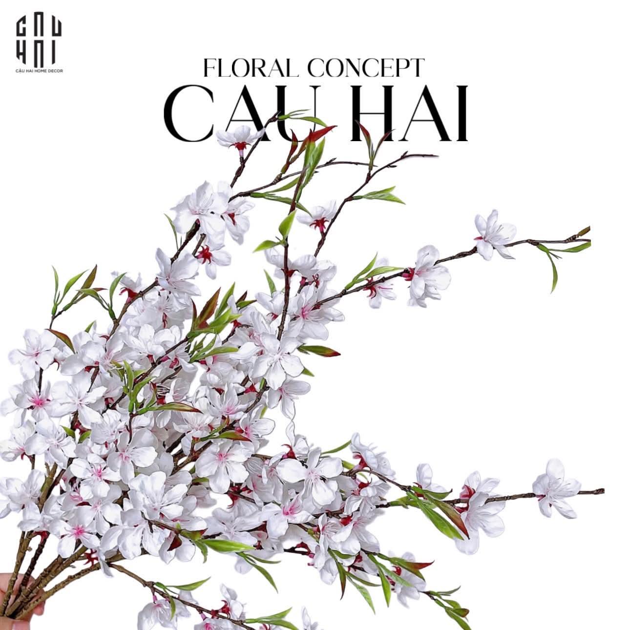 Set 2 Cành Hoa Đào - Trắng-CẬU HAI HOME DECOR