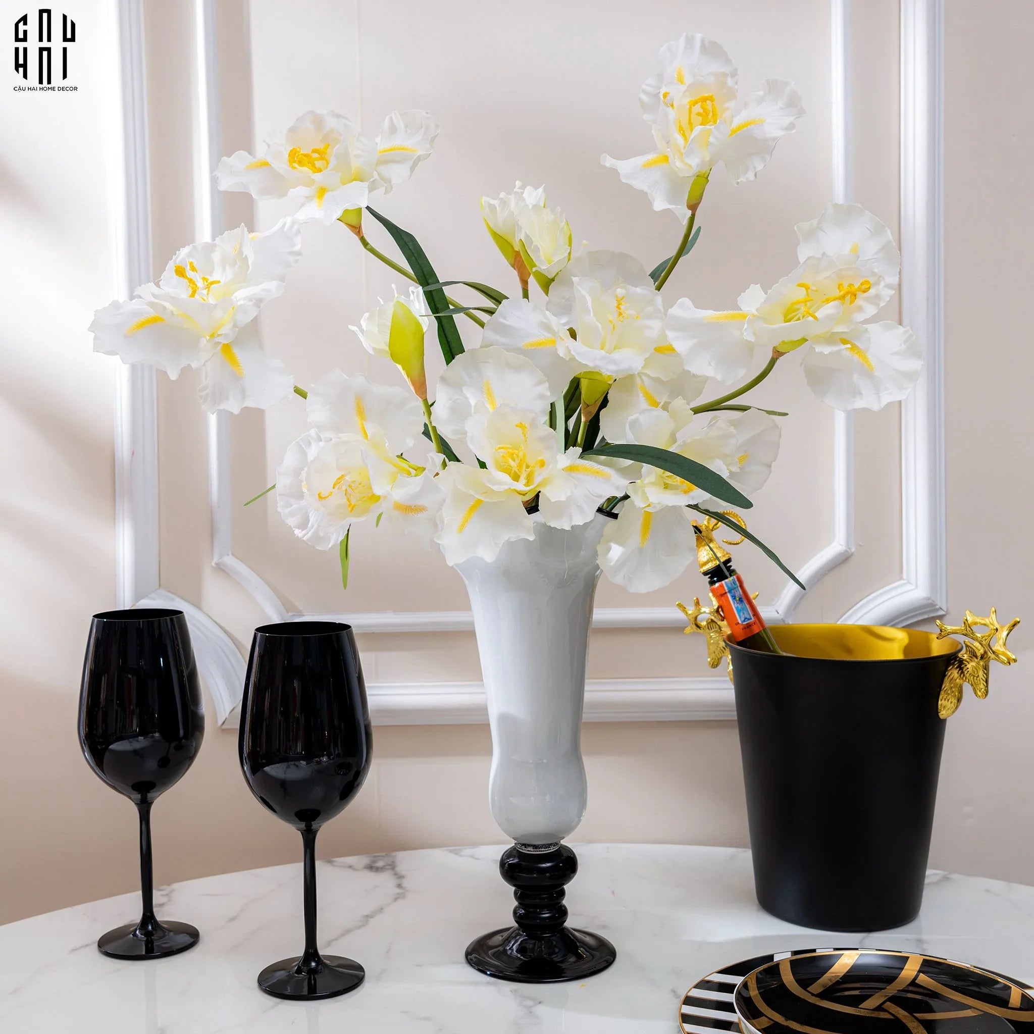SET 2 CÀNH HOA DIÊN VĨ - IRIS - TRẮNG