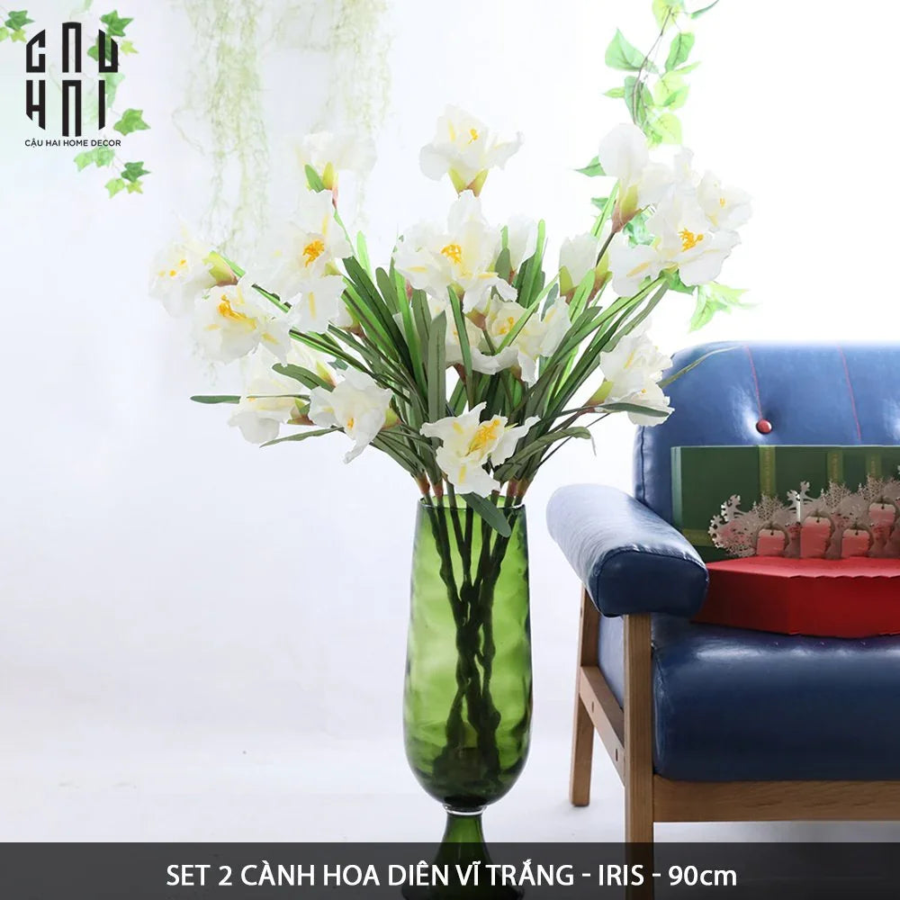 SET 2 CÀNH HOA DIÊN VĨ - IRIS - TRẮNG