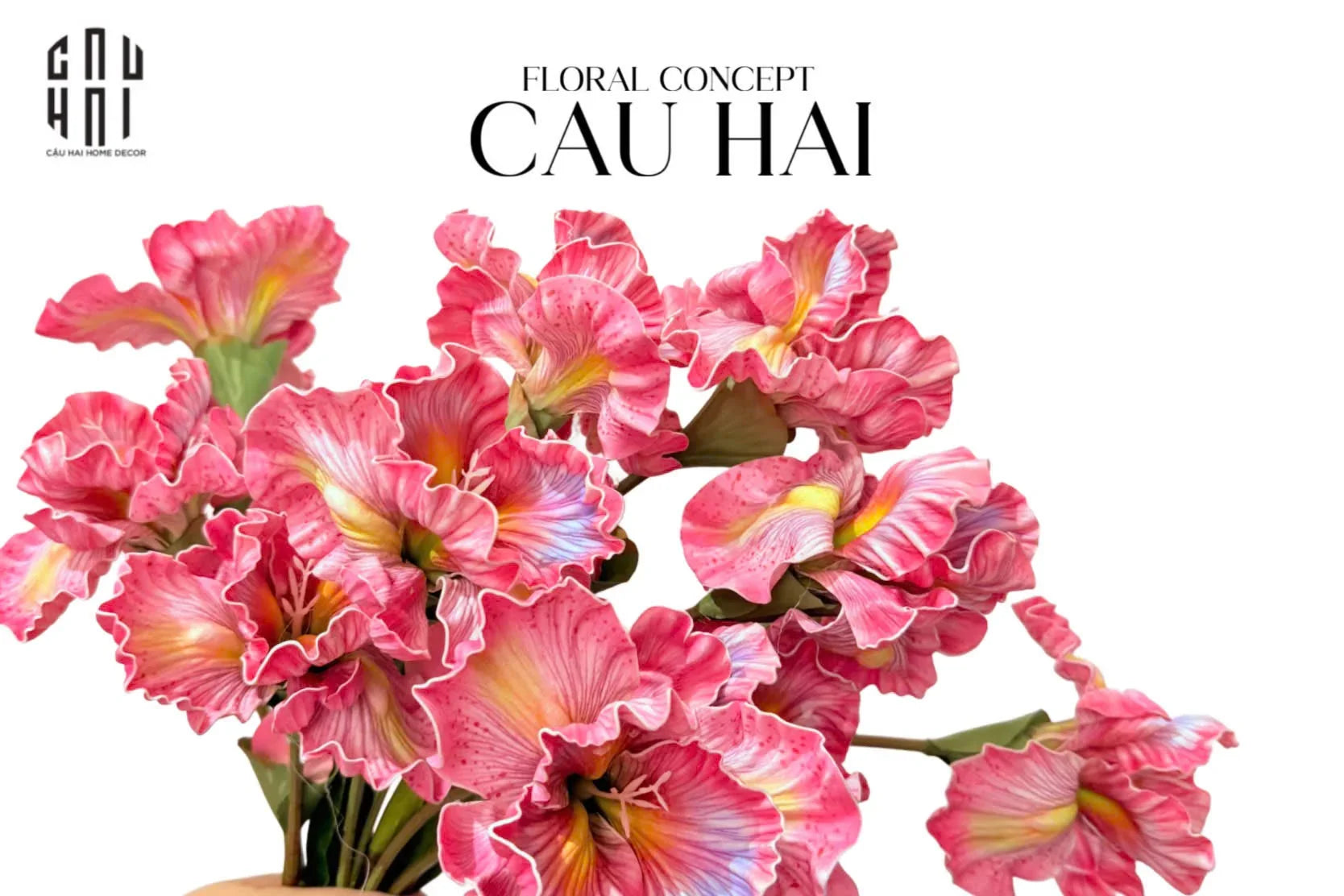 Set 2 Cành Hoa Diên Vĩ - Rosy - CẬU HAI HOME DECOR