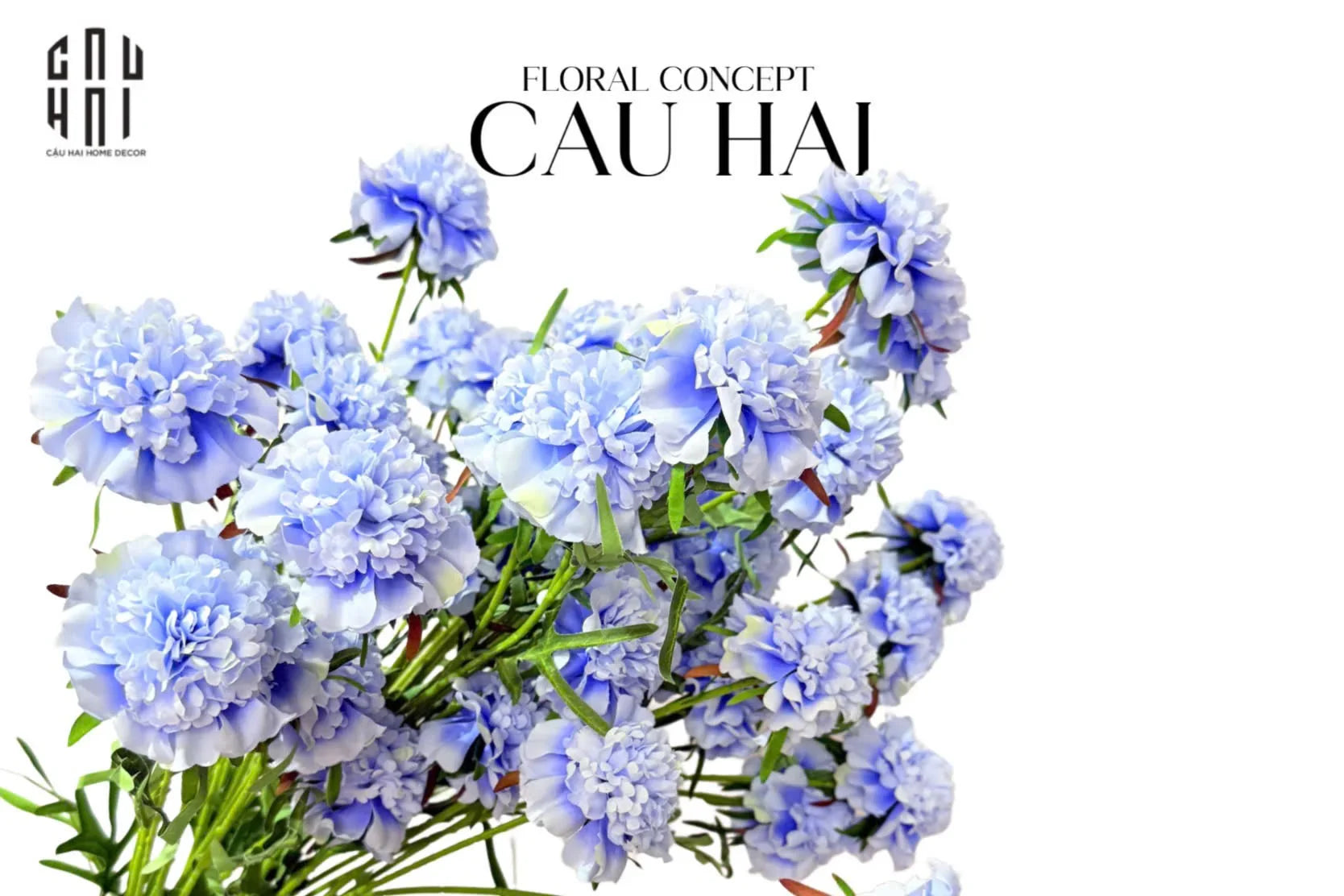 Set 2 Cành Hoa Đông Trùng Hạ Thảo - Sky Blue - CẬU HAI HOME DECOR