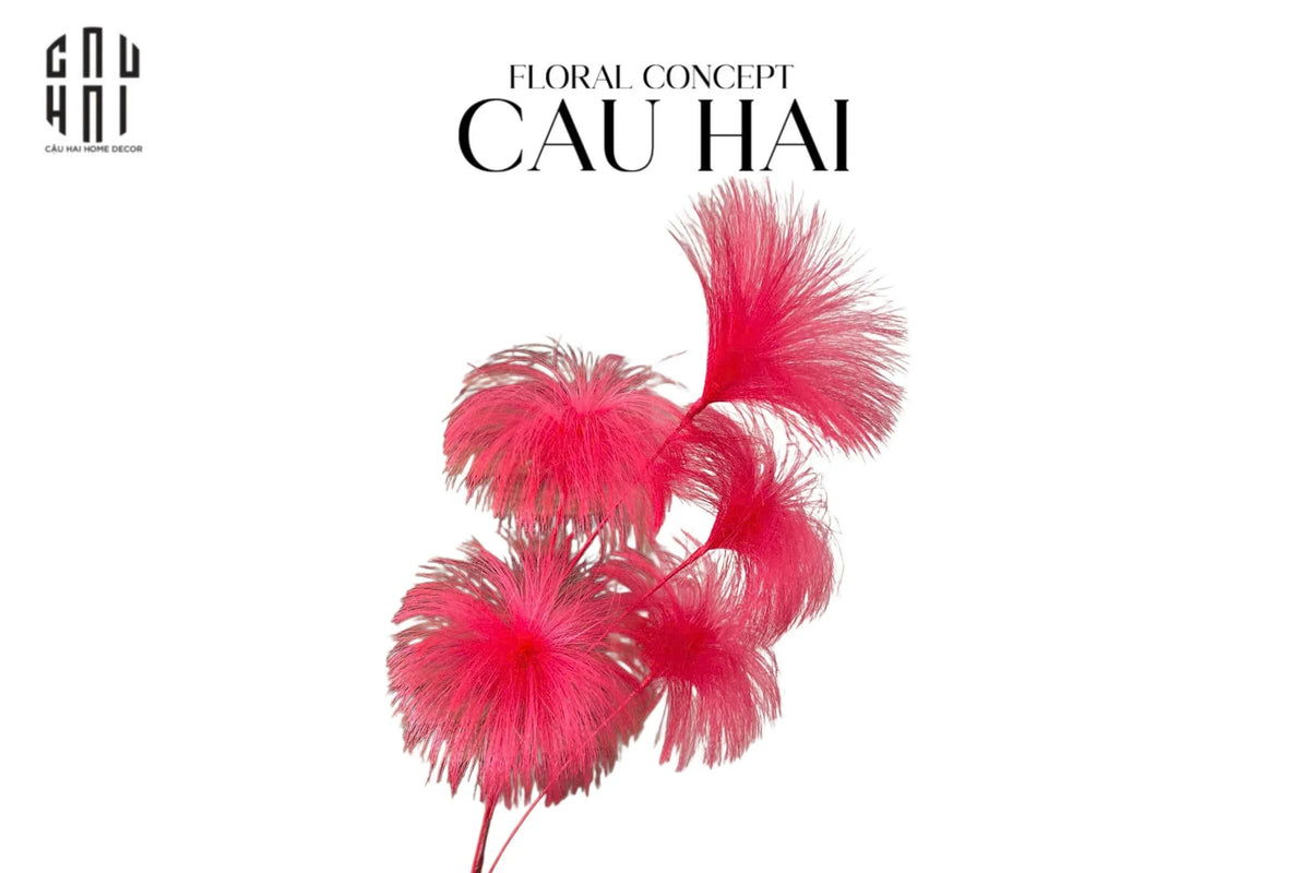 Set 2 Cành Hoa Firework Color Pop-Hoa Lụa-Đối tác tại Trung Quốc theo từng đơn đặt hàng-RED - WHITE-CẬU HAI HOME DECOR