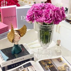 Set 2 Cành Hoa Hồng Ecuador - Tím Hồng-Hoa Lụa-CẬU HAI HOME DECOR