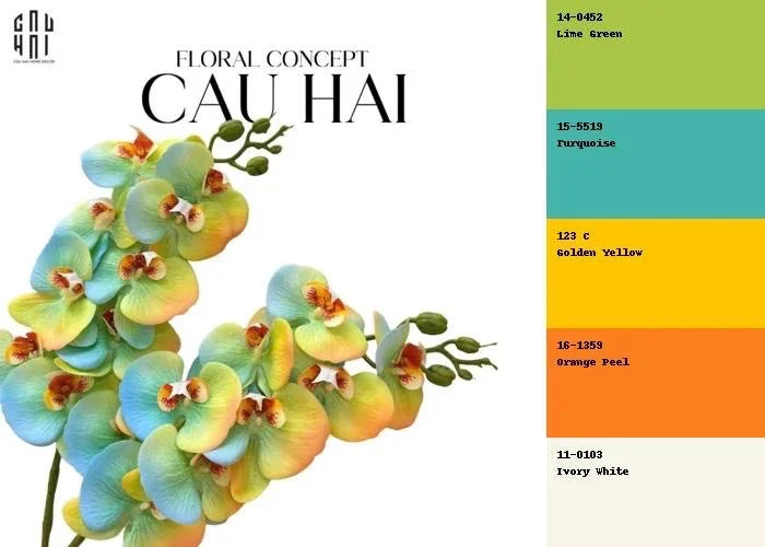 Set 2 Cành Hoa Lan Hồ Điệp - Citrus Turquoise-CẬU HAI HOME DECOR