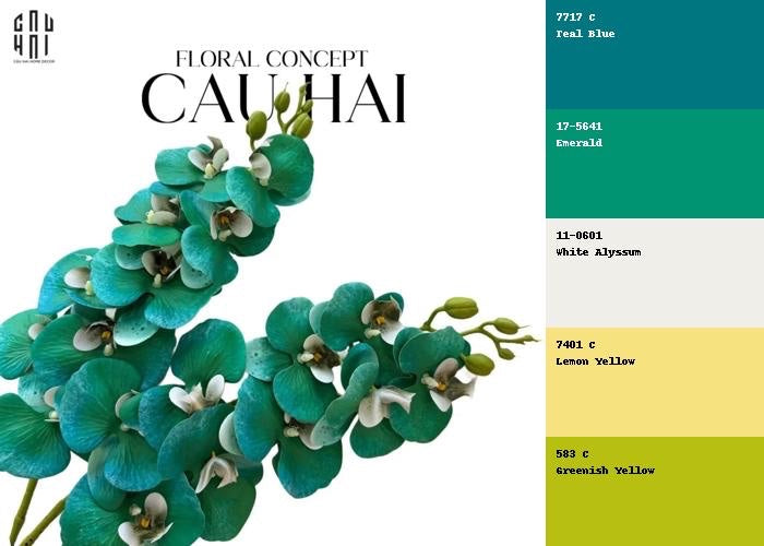 SET 2 CÀNH HOA LAN HỒ ĐIỆP - EMERALD GREENISH-2- Cậu Hai Home Decor