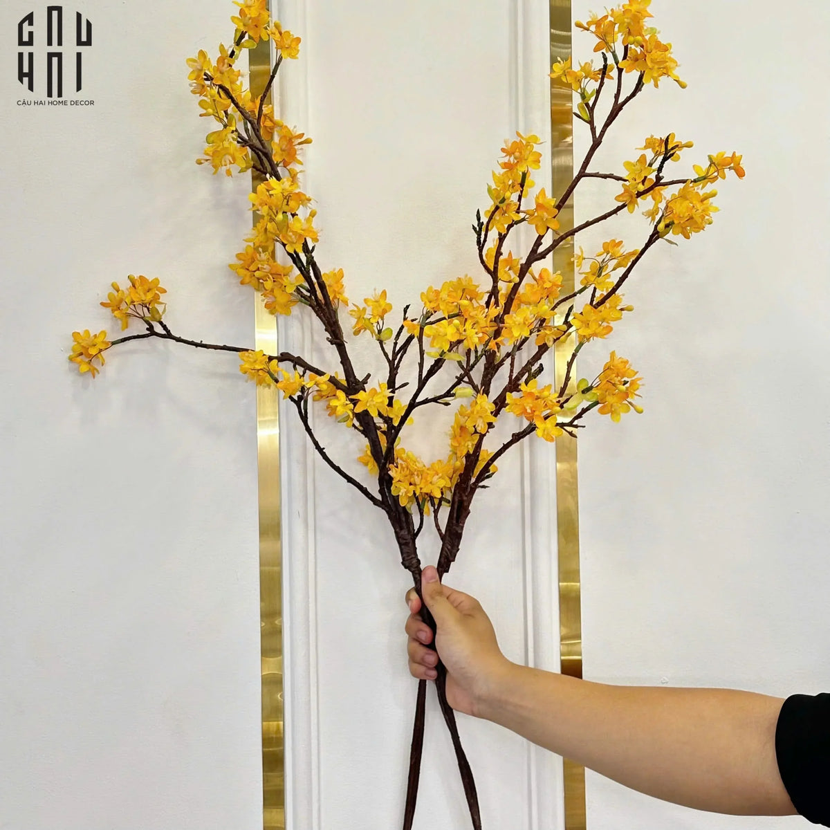 Set 2 Cành Hoa Nhài Forsythia-Hoa Lụa-CẬU HAI HOME DECOR