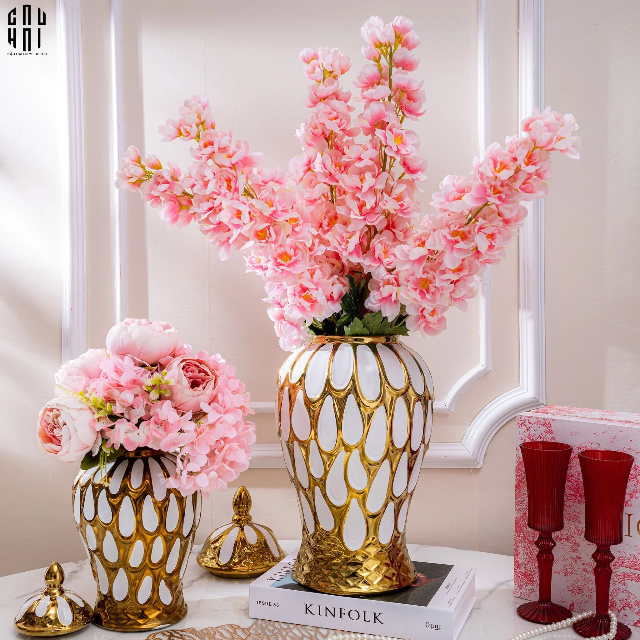 SET 2 CÀNH HOA PHI YẾN - DELPHINIUM - HỒNG NHẠT