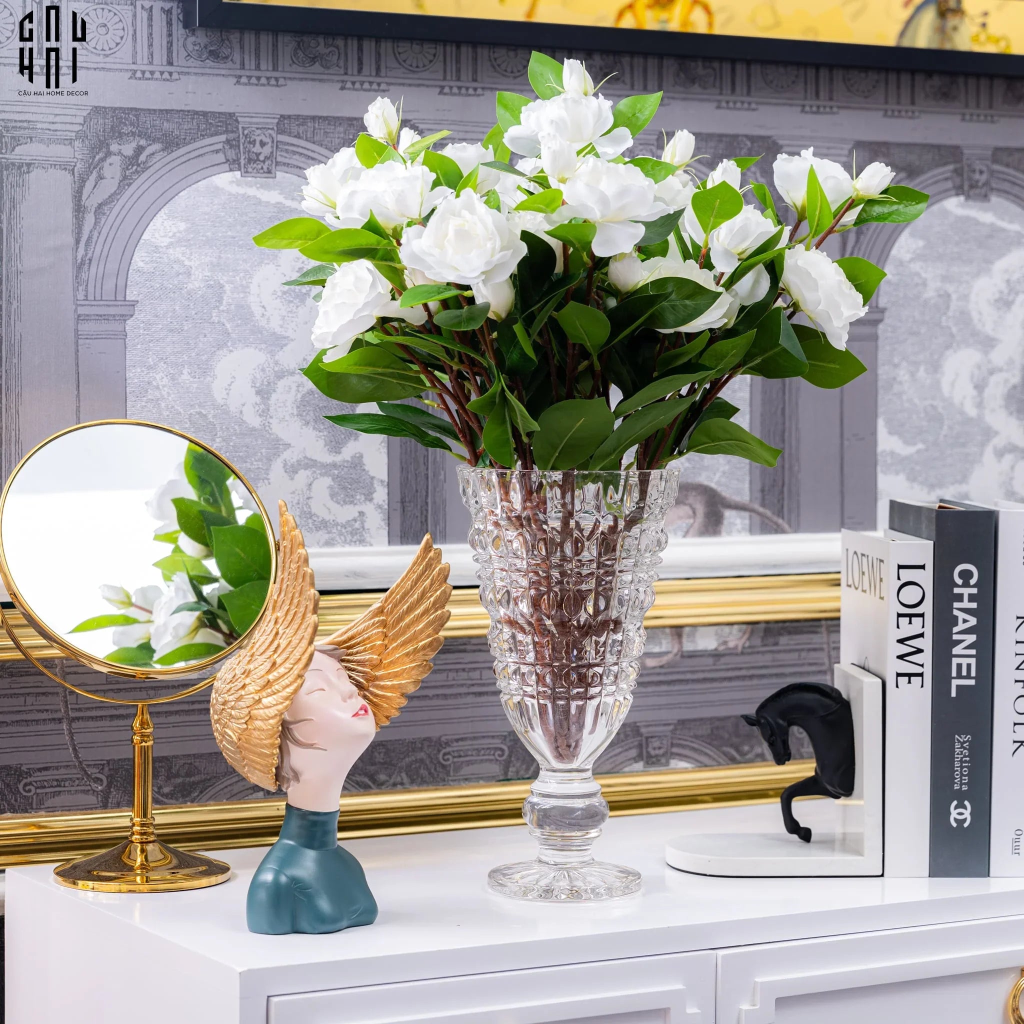 SET 2 CÀNH HOA TRÀ TRẮNG-CẬU HAI HOME DECOR