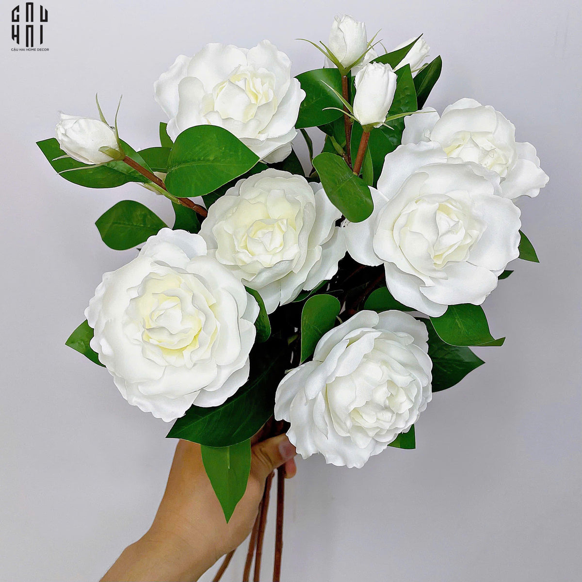 Set 2 Cành Hoa Trà Trắng-Hoa Lụa-CẬU HAI HOME DECOR