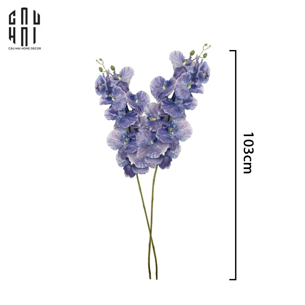 SET 2 CÀNH LAN HỒ ĐIỆP CÁNH XOĂN - XANH TÍM