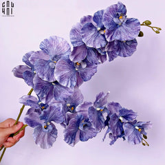 Set 2 Cành Lan Hồ Điệp Cánh Xoăn - Xanh Tím-Hoa Lụa-CẬU HAI HOME DECOR