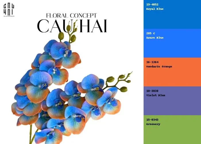 Set 2 Cành Lan Hồ Điệp - Royal Blue Mandarin-Hoa Lụa-Đối tác tại Trung Quốc theo từng đơn đặt hàng-CẬU HAI HOME DECOR