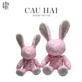 SET 2 CHÚ THỎ DA LIGHT PINK LOUIS LUCKY BUNNY WITH DIAMOND - S28 S38