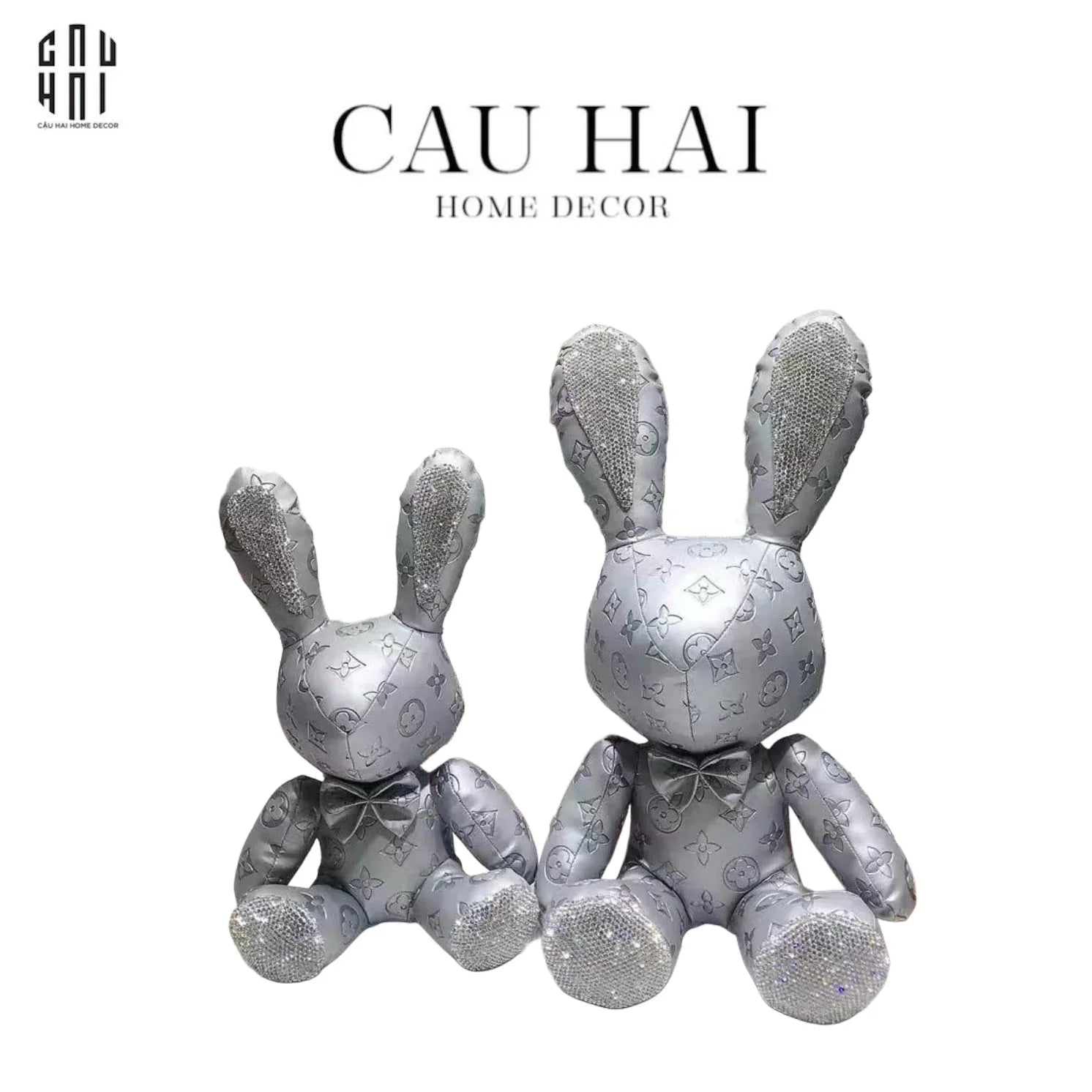 SET 2 CHÚ THỎ DA SILVER LOUIS LUCKY BUNNY WITH DIAMOND - S28 S38