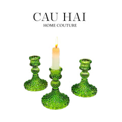 Set 2 Đế Nến Crystal Vert Éclat-ĐẾ NẾN-CẬU HAI HOME DECOR